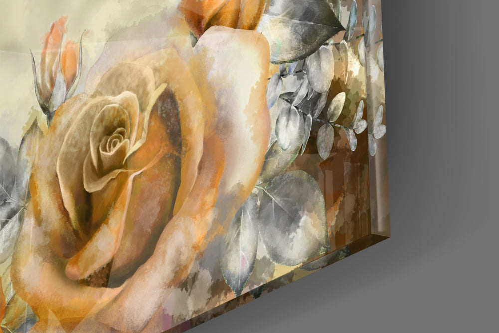 Yellow Rose and Woman artwork anchoring a wall with soft romantic palette