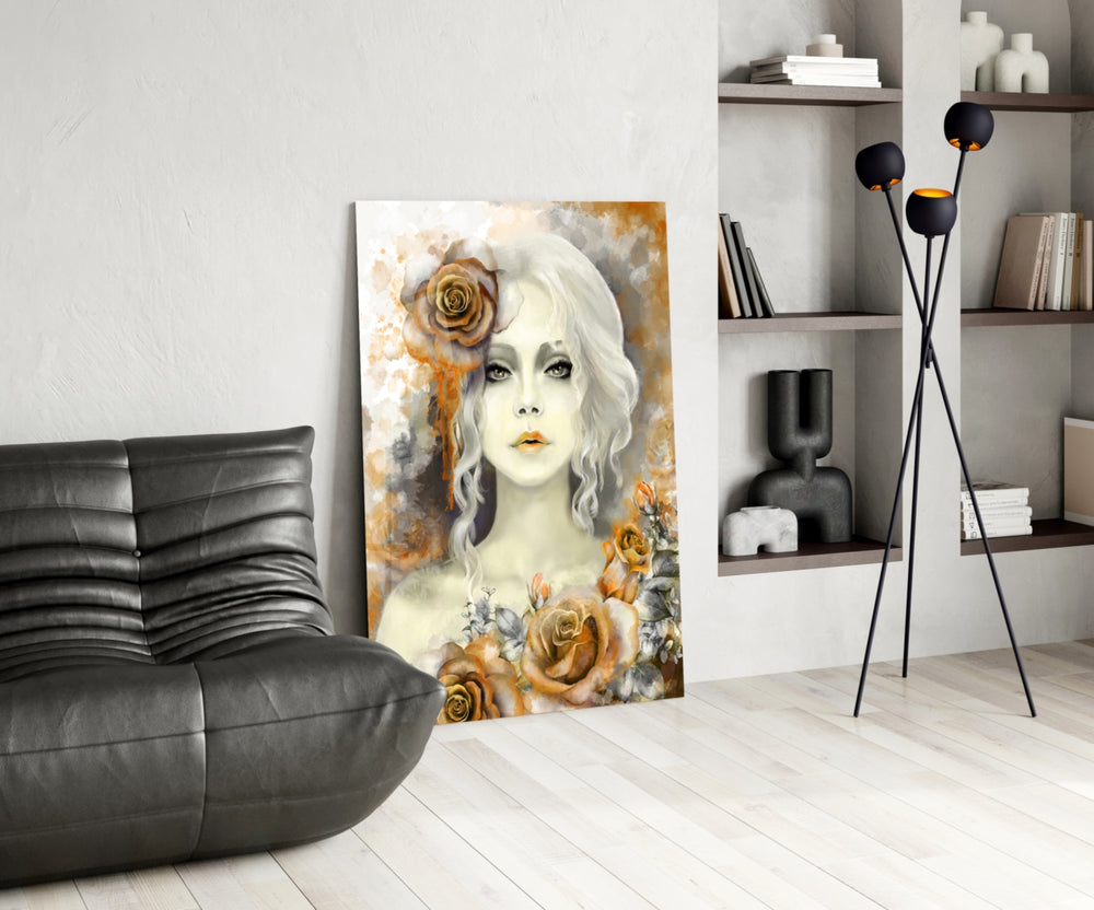 Yellow Rose and Woman panel adding floral mood to a girl's room
