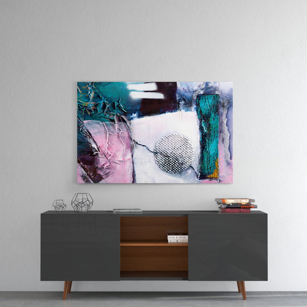 Abstract Texture panel catching gallery light to reveal its tactile ridge