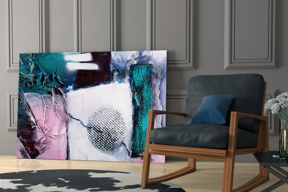 Abstract Texture glass print enhancing a foyer with statement focal point
