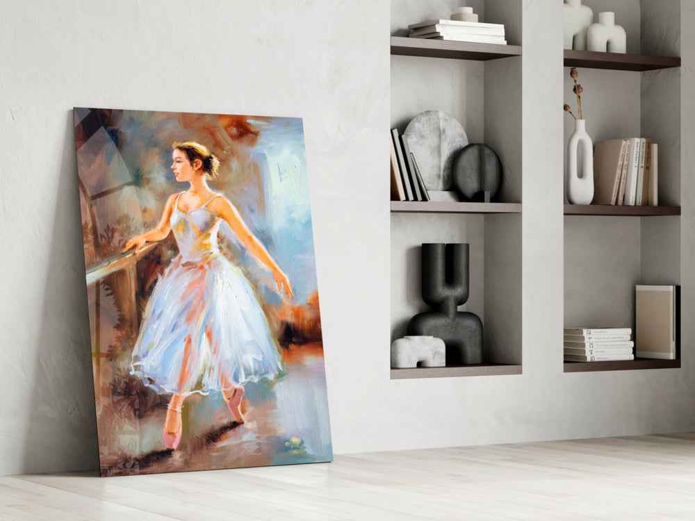 Ballerina glass print enhancing a dressing area with editorial spirit