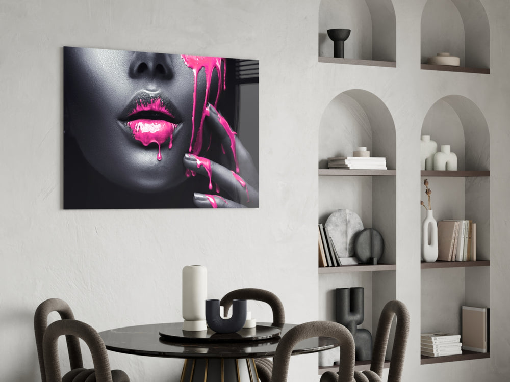 Pink Painted Woman panel adding luxe mood to a dressing area