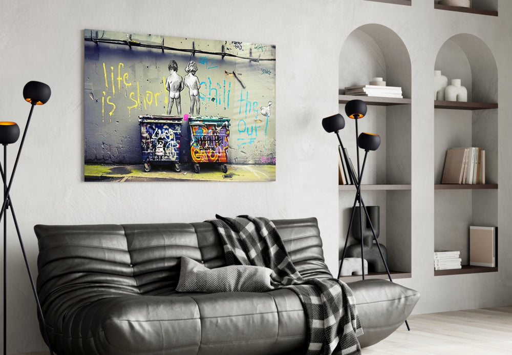 Life is Short glass wall art styled above a desk in a teen room