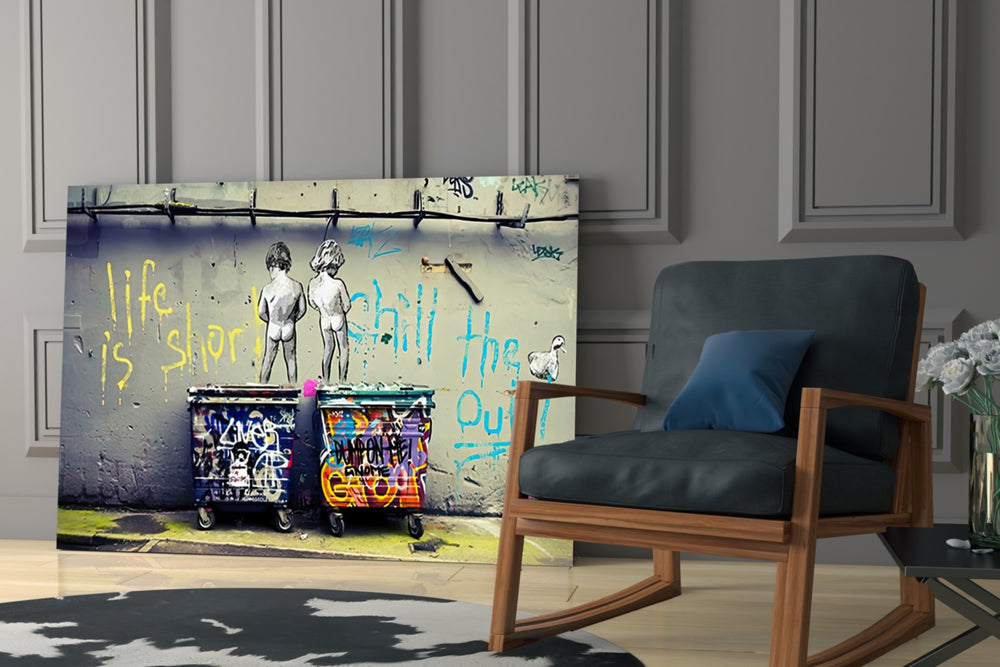 Life is Short glass print enhancing a man-cave with statement spirit