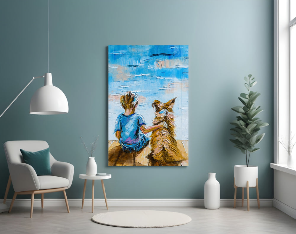 Friendship glass wall art styled above a bed in a child's room