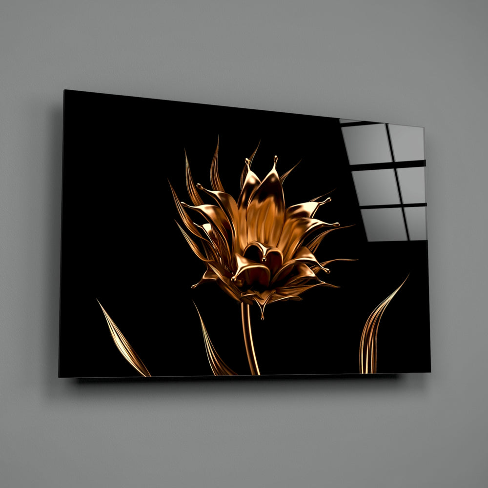 Metallic-bloom panel bringing luxe drama to a contemporary living space