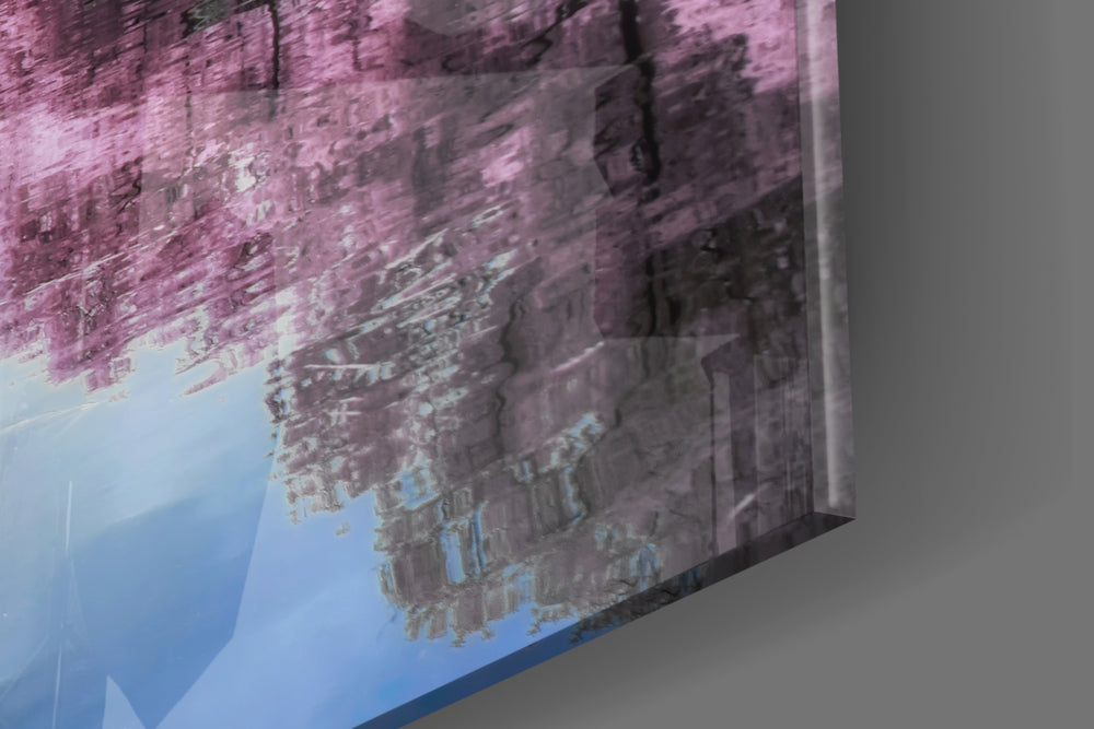 Pink Landscape artwork anchoring a wall with soft romantic palette