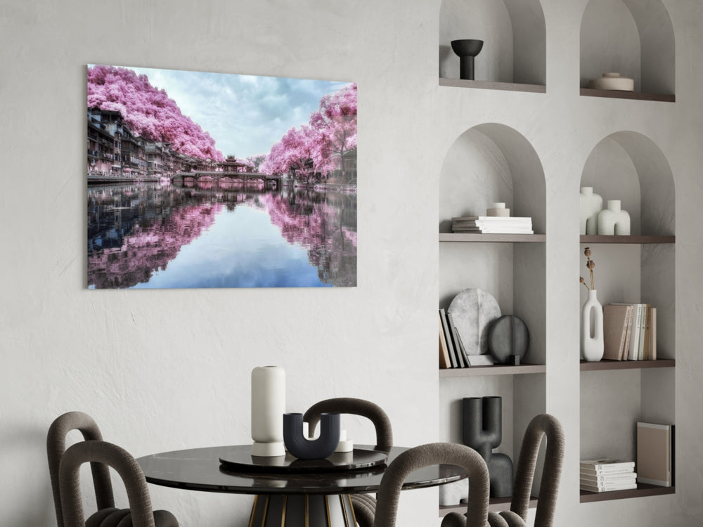 Pink Landscape panel adding whimsy mood to a girl's room