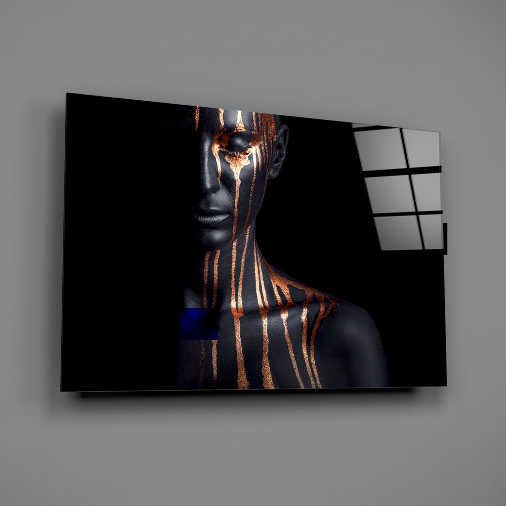 Copper-paint panel bringing editorial drama to a contemporary living space