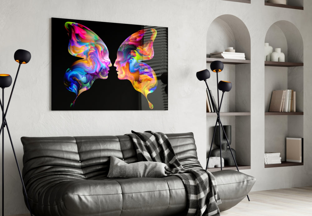 Butterfly Silhouettes glass wall art styled above a desk in a teen room