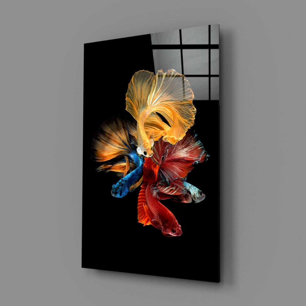 Betta-fish panel bringing aquatic drama to a contemporary living space
