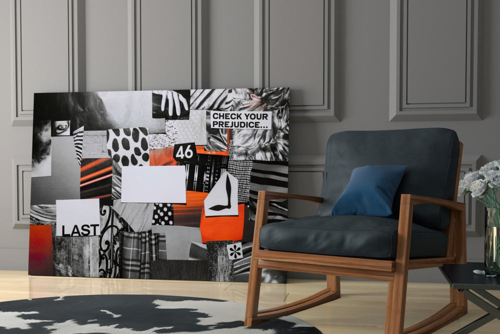 Question Your Prejudice glass print enhancing a foyer with conversation spirit