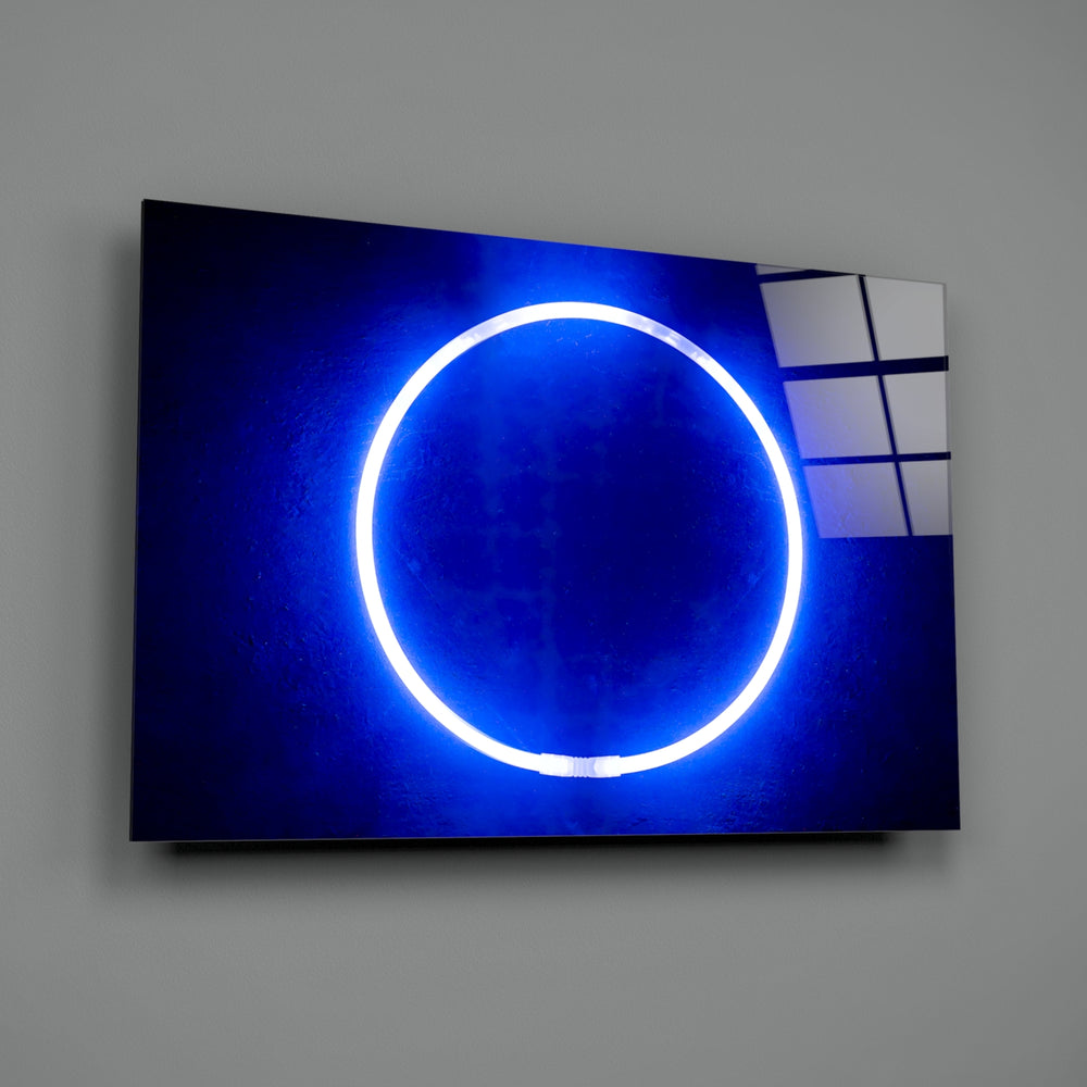 Neon-ring panel bringing modern energy to a contemporary living space
