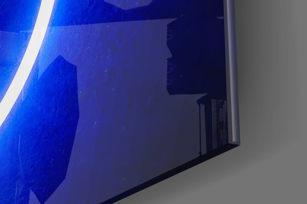 Blue Ring artwork anchoring a wall with bold modern palette