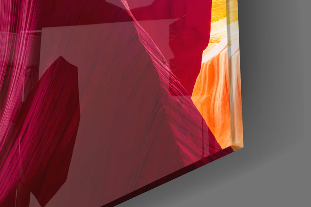 Red Valley artwork anchoring a wall with warm panoramic palette