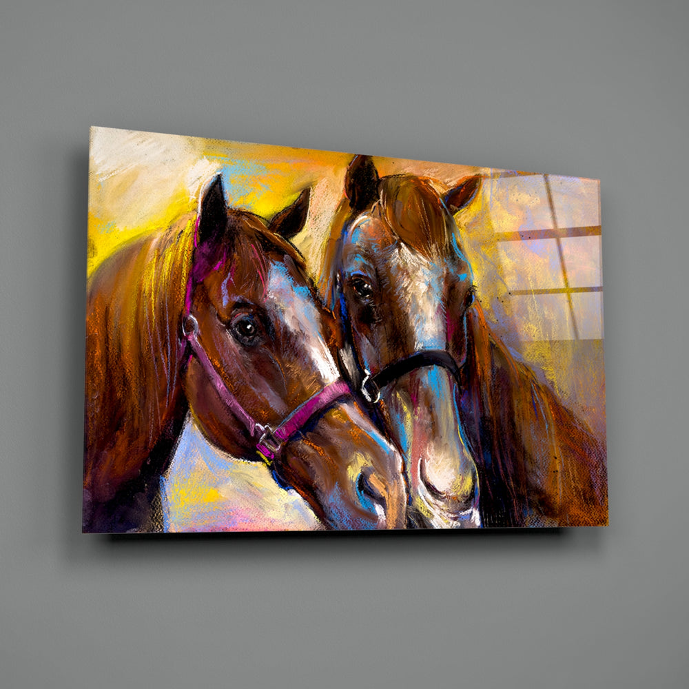 Pastel-pair panel bringing equestrian warmth to a contemporary living space