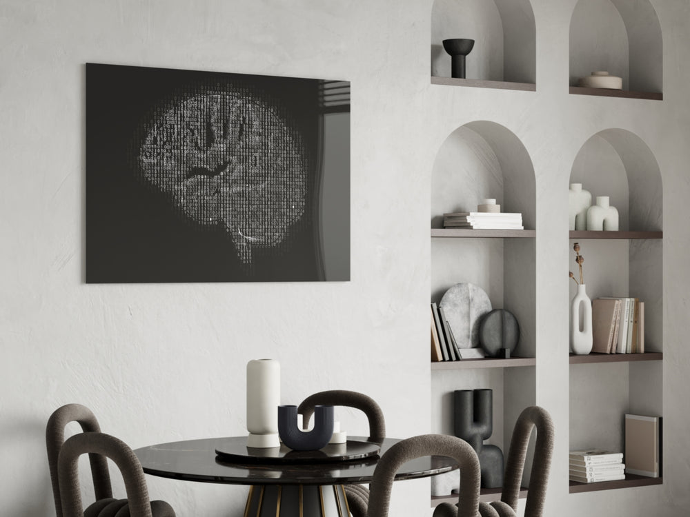 Brain panel adding tech mood to a creative office