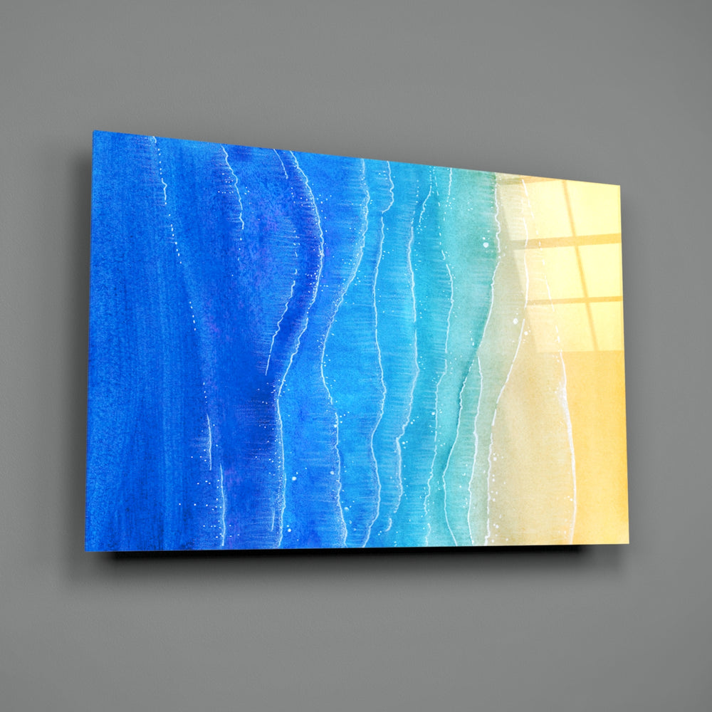 Aerial-shore panel bringing coastal calm to a contemporary living space