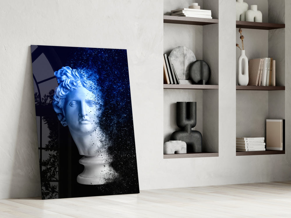 Sculpture glass print enhancing a foyer with editorial drama