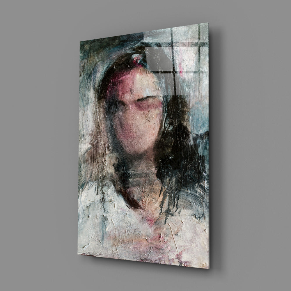 Expressionist-portrait panel bringing reflective drama to a contemporary living space