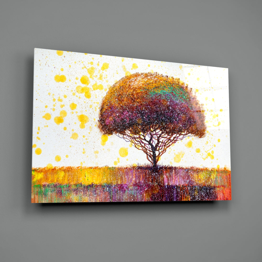 Confetti-tree panel bringing joyful drama to a contemporary living space
