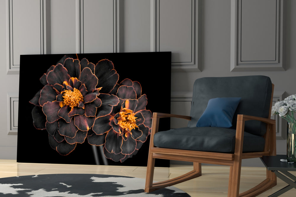 Brown Flower glass print enhancing a dining room with luxe spirit