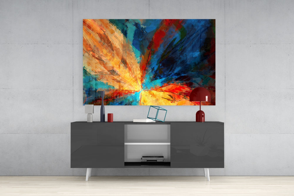 Fractal Flower panel catching gallery light to reveal its tactile stroke