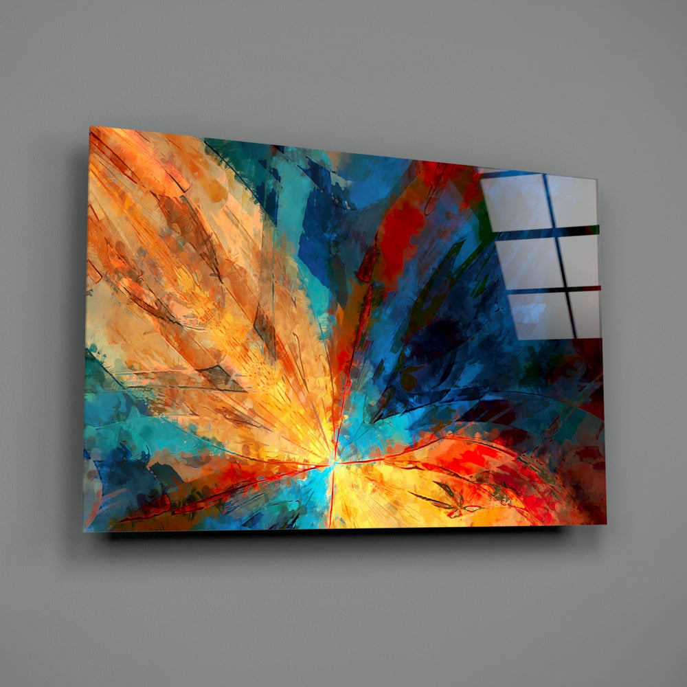 Sunburst-flower panel bringing gestural drama to a contemporary living space