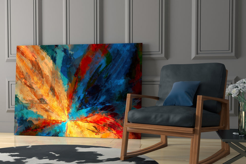 Fractal Flower glass print enhancing a foyer with statement focal point