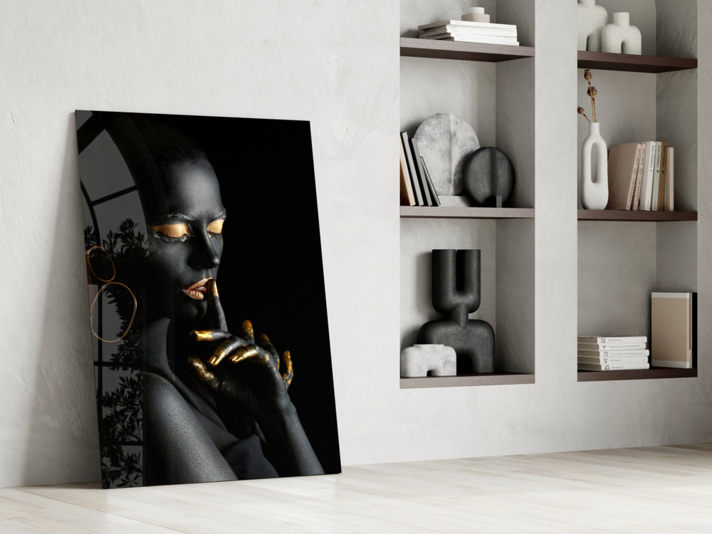 Silent Woman glass print enhancing a foyer with statement focal point
