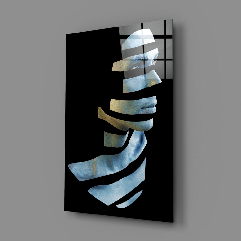 Sliced-portrait panel bringing futurist drama to a contemporary living space