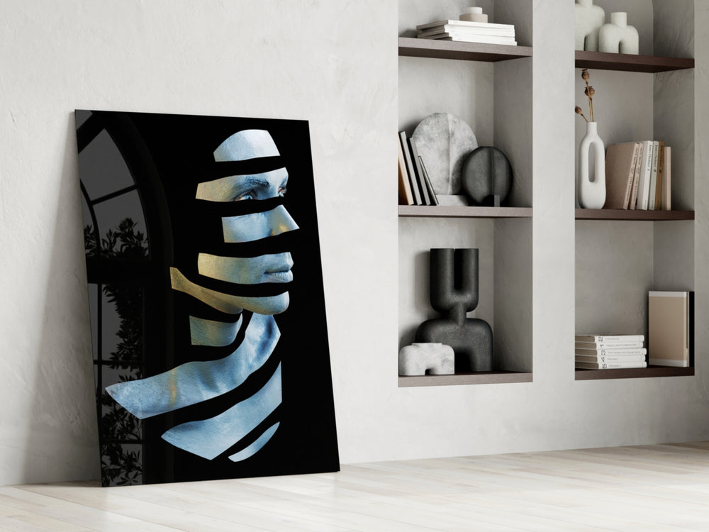 The Future glass print enhancing a foyer with editorial drama