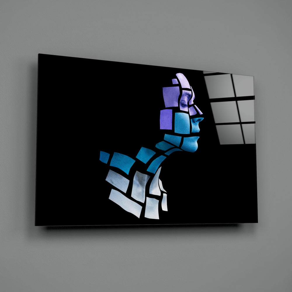 Pixel-mosaic panel bringing futurist drama to a contemporary living space
