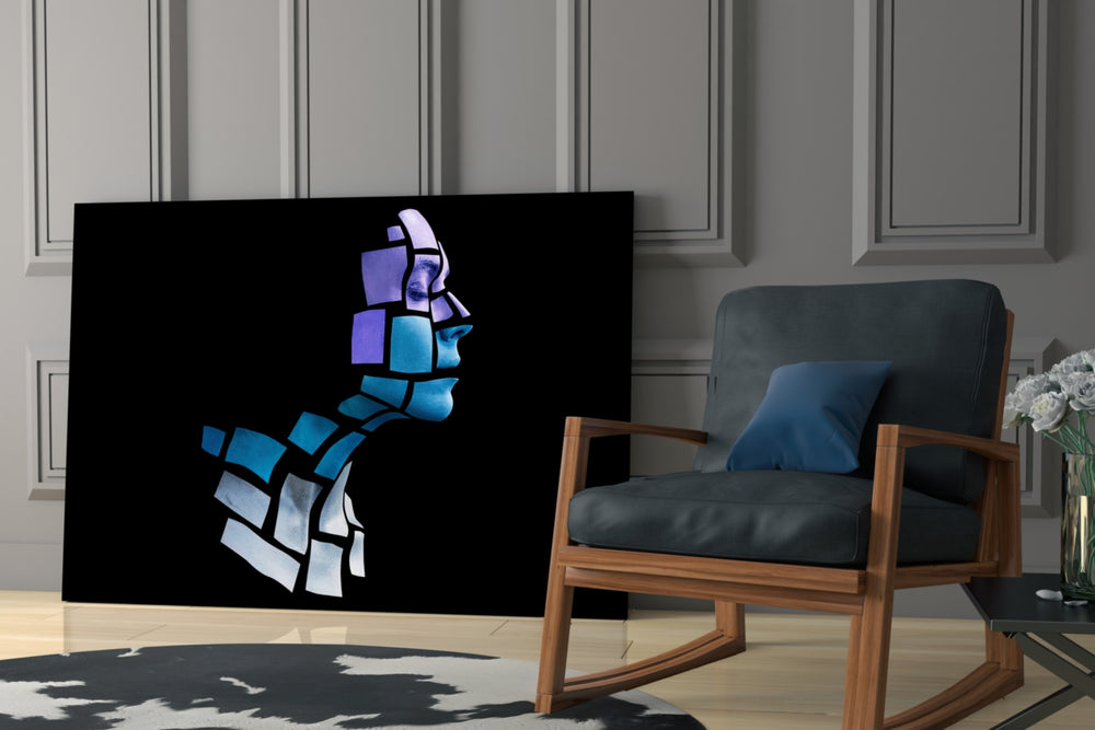 The Future glass print enhancing a foyer with editorial drama