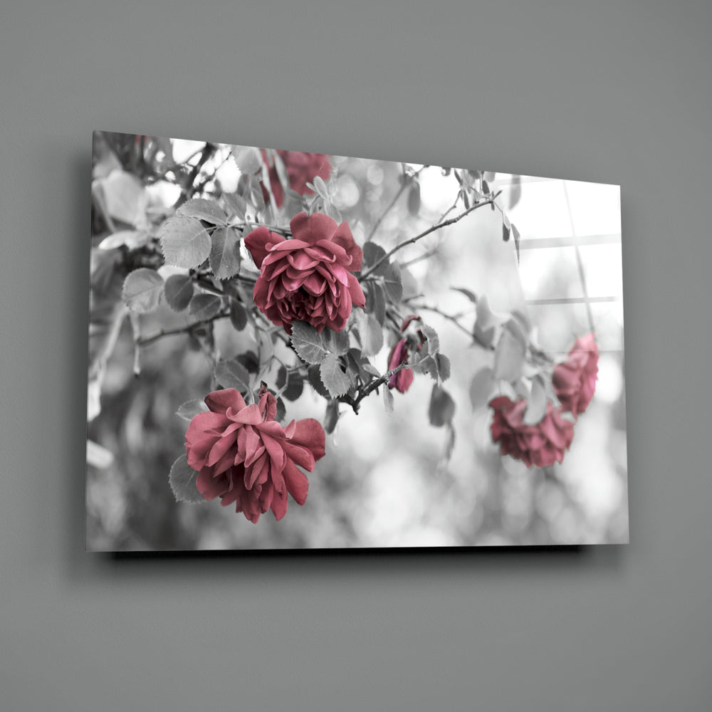 Climbing-rose panel bringing romantic softness to a contemporary living space