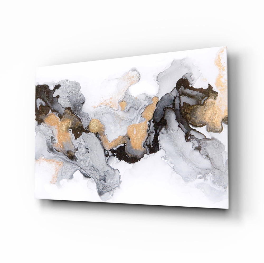 Colored Smoke glass wall art displayed above a console in a designer interior