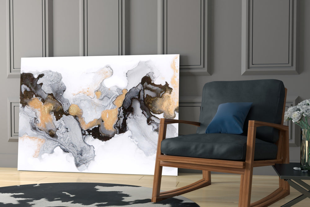 Colored Smoke glass print enhancing a foyer with editorial pulse