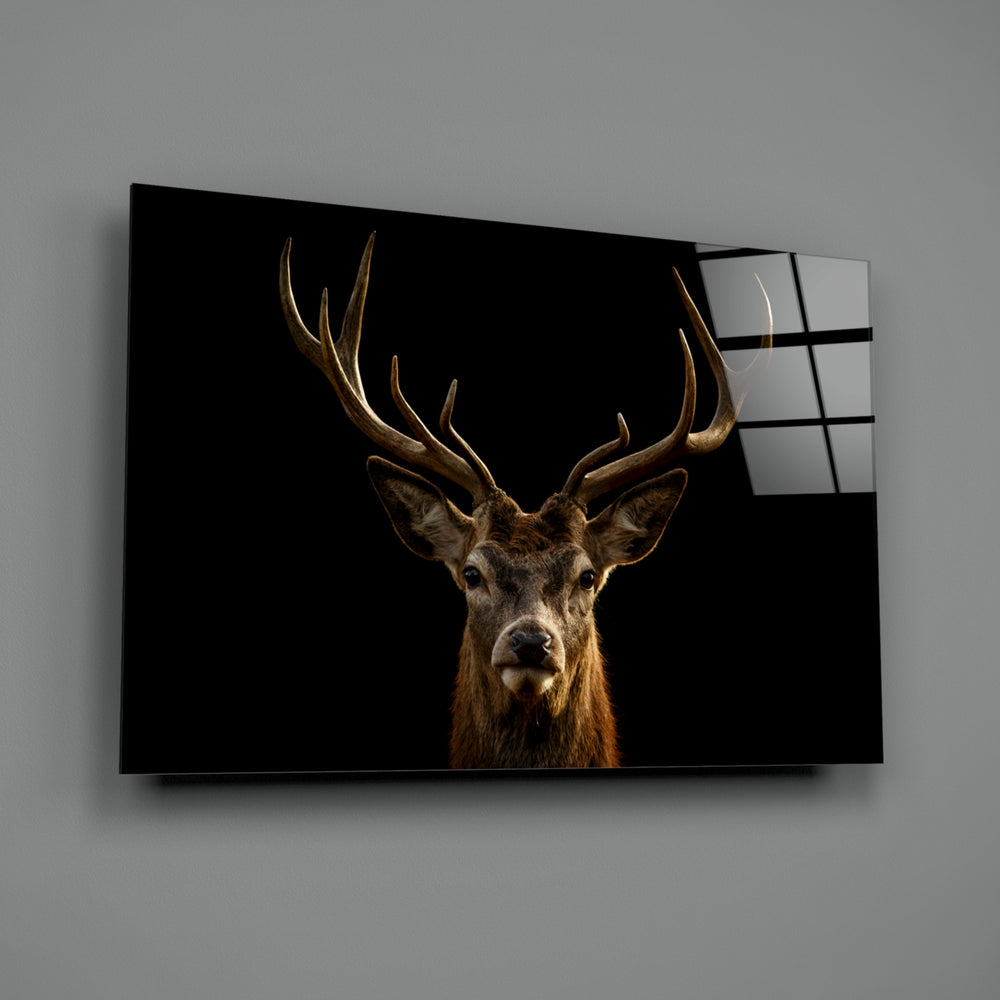 Stag-portrait panel bringing hunter drama to a contemporary living space