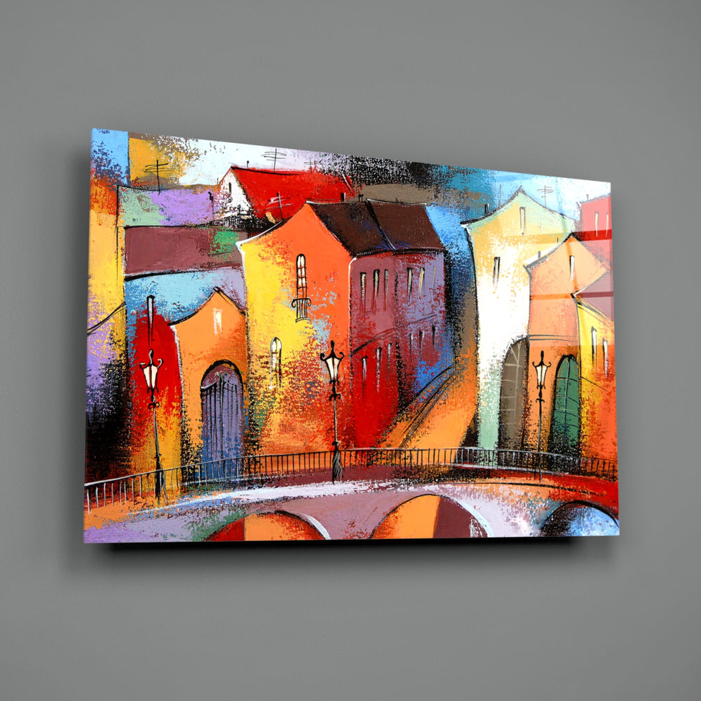 Bridge-town panel bringing whimsical warmth to a contemporary living space