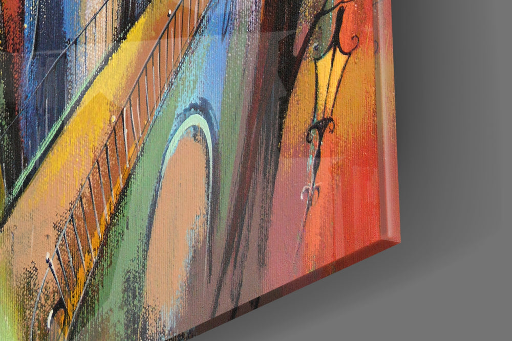 Colorful Houses artwork anchoring a wall with soft whimsical palette
