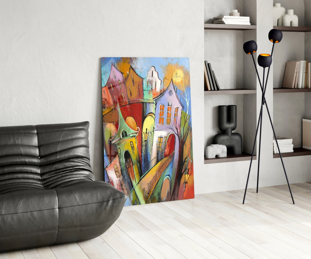 Colorful Houses panel adding story mood to a girl's room