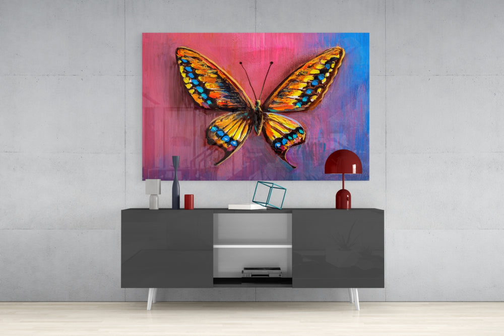 Butterfly panel catching gallery light to reveal its tactile ridge