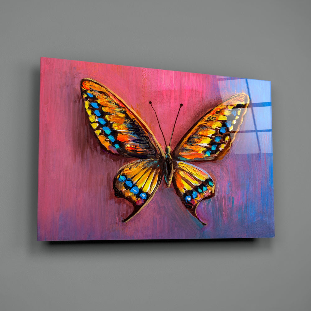Butterfly-pop panel bringing joyful drama to a contemporary living space