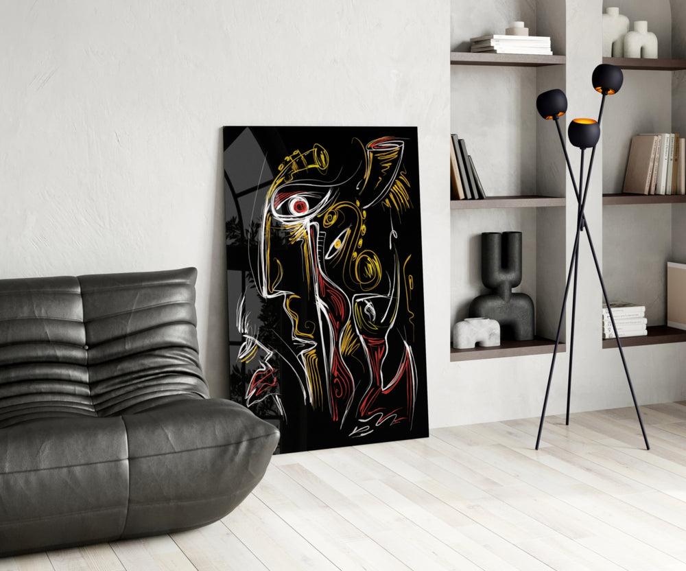Abstract Faces panel adding statement mood to a teen room