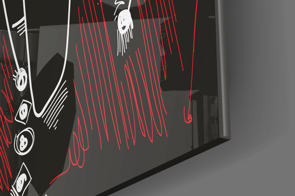 Abstract artwork anchoring a wall with bold expressive palette