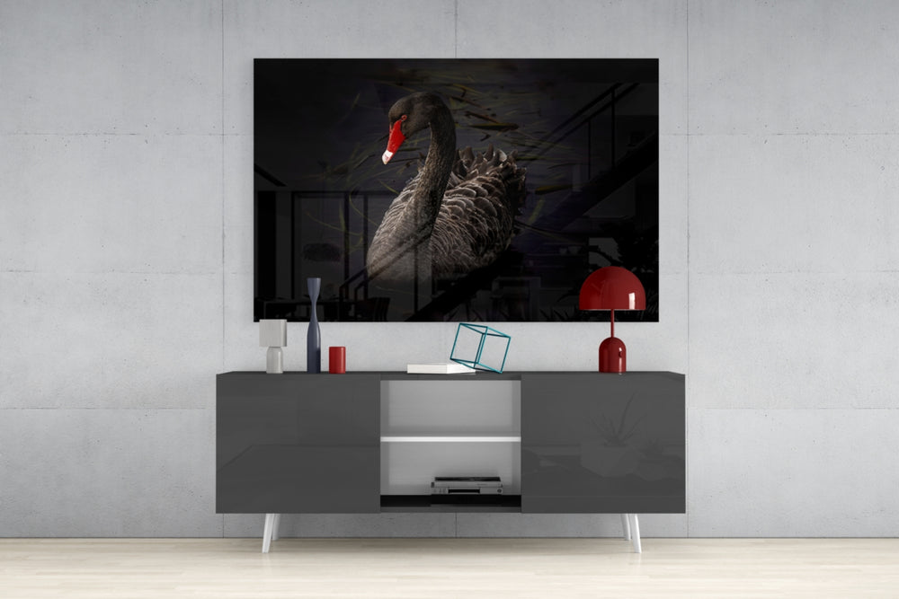 Black Swan panel catching low light to reveal its tactile ripple