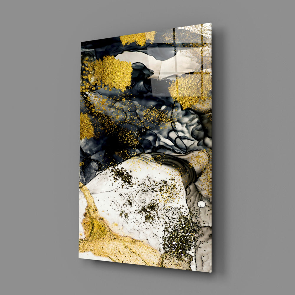 Gilded-ink panel bringing luxe drama to a contemporary living space
