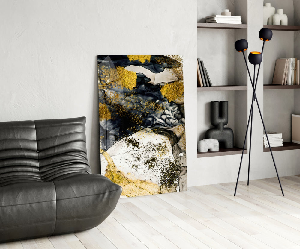 Dance of Yellow panel adding metallic spirit to a dining room
