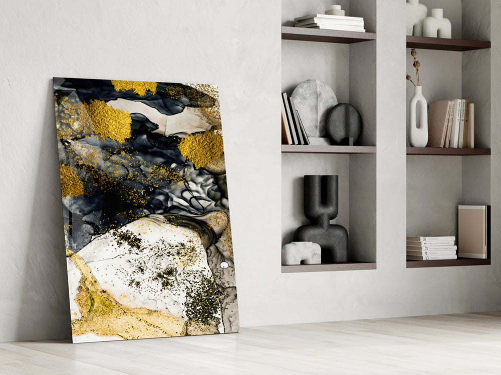 Dance of Yellow glass print enhancing a foyer with editorial pulse