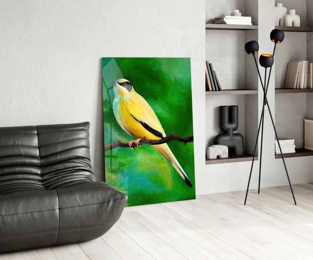 Yellow Vine Bird panel adding cottage mood to a girl's room
